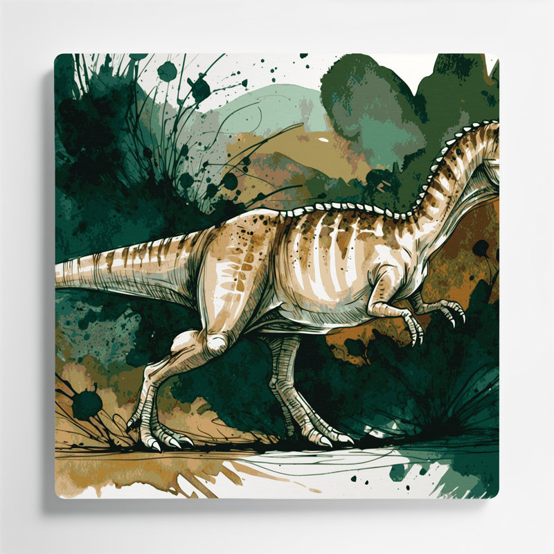 «Dinosaur Compsognathus», art mural en métal vert, H 32 po x l 32 po