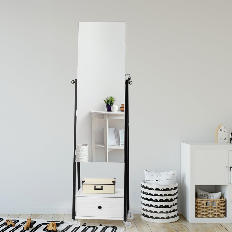 Armoire pour bijoux avec miroir Omeara, Blanc