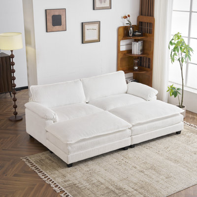 90'' W Corduroy Modular Cloud Couch Sleeper Sofa