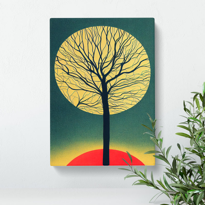 Retro Tree No.3 - Wall Art, 50cm H x 35cm W x 3cm D, Wrapped Canvas