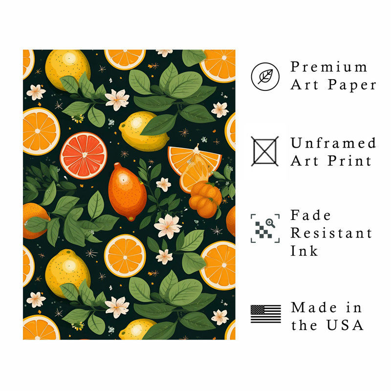 «Food and Kitchen Fruits II», reproduction d'art moderne sans cadre, H 30 po x l 20 po