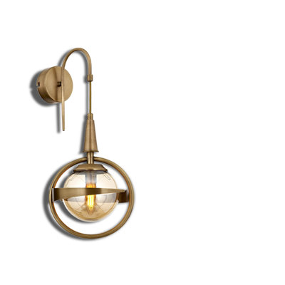 Metal Body Vintage Glass Cap Armed Wall Sconce