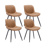 Mid Century Modern Kitchen Chair Comfortable Upholstered Faux Leather Dinner Chairs