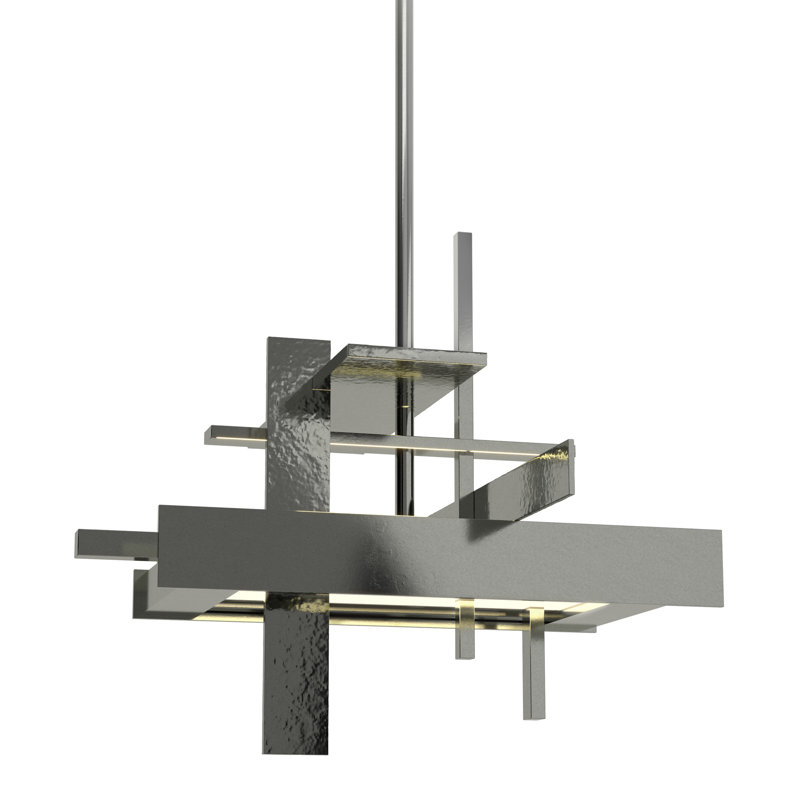Planar 8.4" H 1 - Light Kitchen Island Geometric LED Pendant, Sterling, Multi: 13.4" to 58.4", None