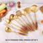 Ensemble d'ustensiles de cuisine professionnel en acier inoxydable 18/10 avec poignées en bois de rose - Outils de cuisine 9 pièces à finition dorée pour les amateurs de cuisine