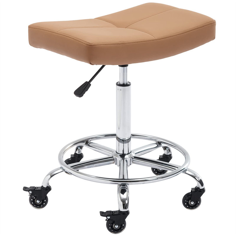Jokari Swivel Upholstered Adjustable Height Counter Stool with Metal Frame, Camel