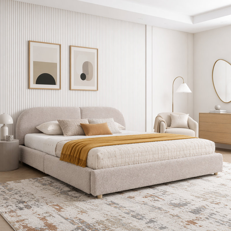 Upholstered Bed, Pink