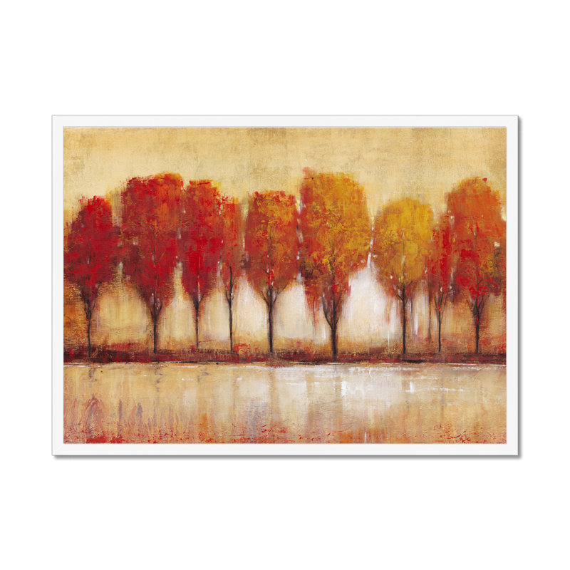 Autumn Water's Edge - Wrapped Canvas Print, White Framed Paper Print, 24cm H x 34cm W