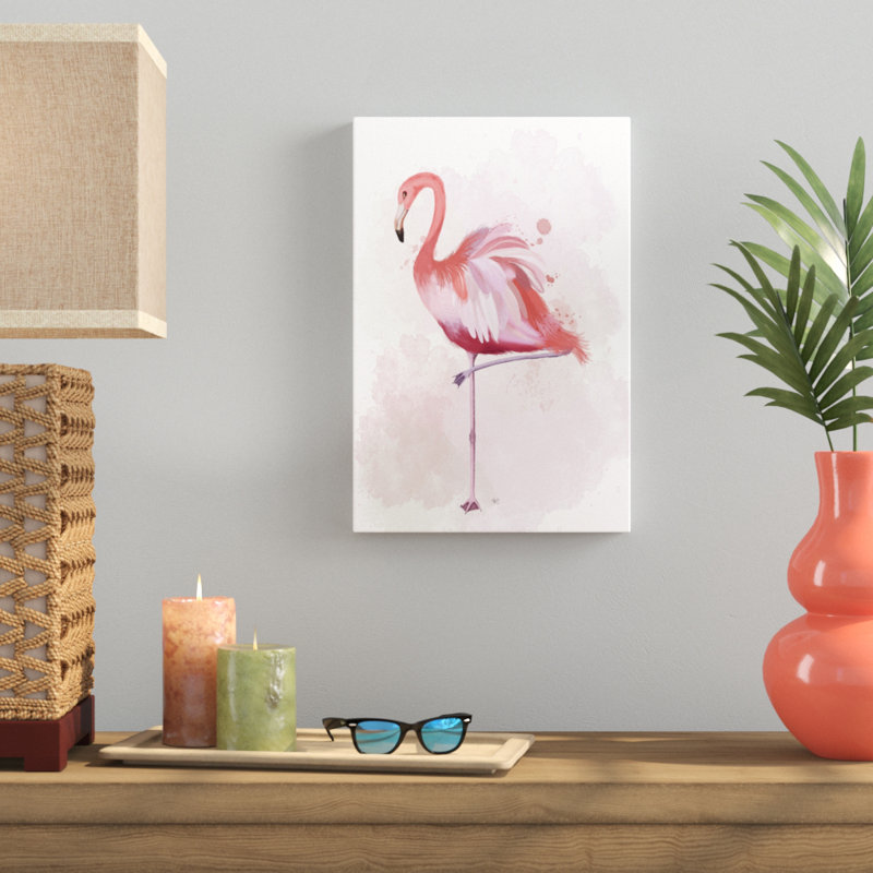 Fluffy Flamingo 4 by Fab Funky - Painting Print, 46cm H x 30cm W, Wrapped Canvas