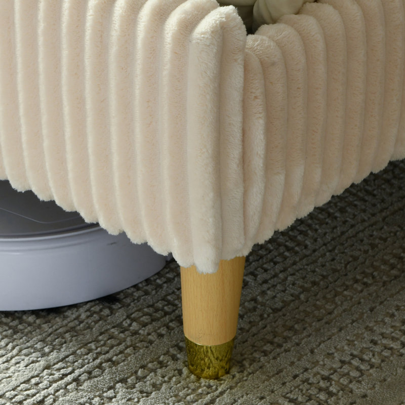 Lit rembourré en velours côtelé Luxury, Beige, Grand