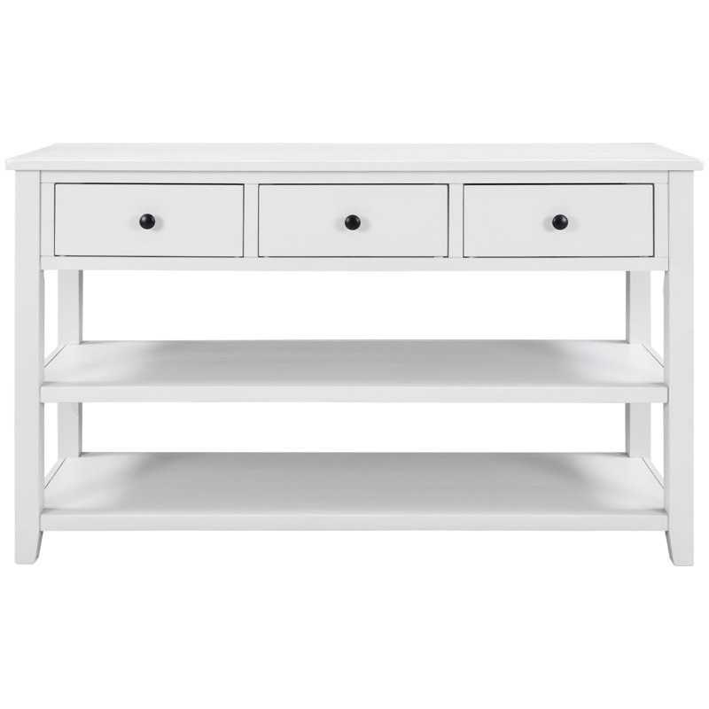 Console rétro avec deux tablettes ouvertes, Blanc antique