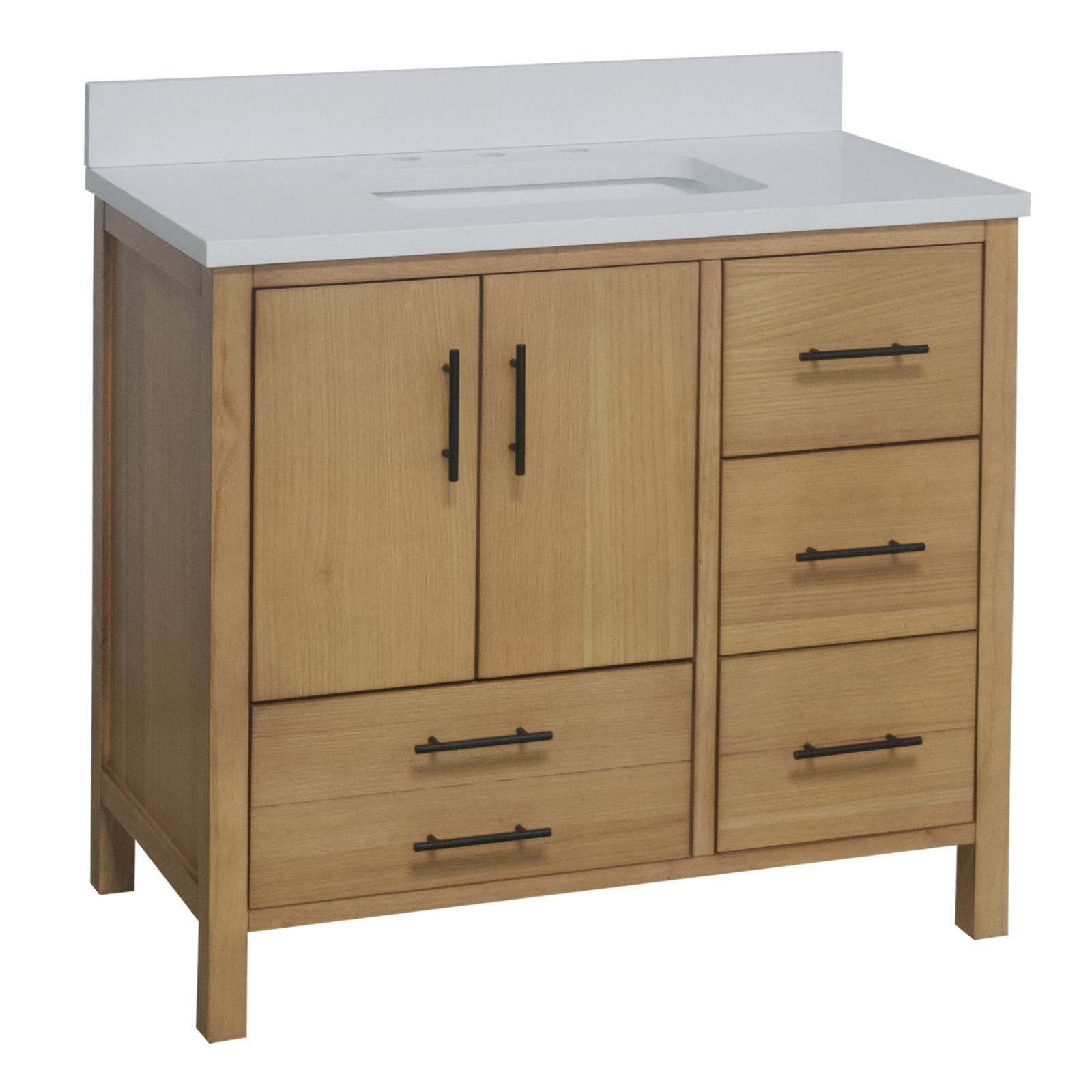 Kiara 36'' Single Bathroom Vanity, Blonde, Matte White