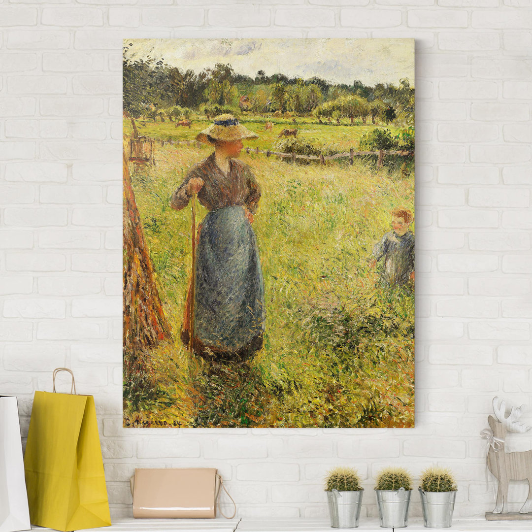 Leinwandbild Die Heumacherin von Camille Pissarro