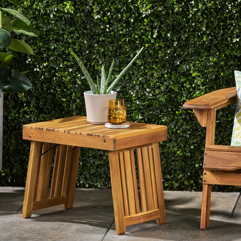 Table d'appoint en bois - plateau à lattes pour un look élégant, pliable, l 21,92 po x P 13,73 po, H 15,69 po, couleur et motif, 21,92 13,73 15,69 po, facile à assembler,