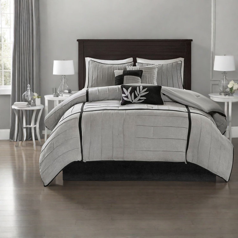 Ensembles de literie confortables en polyester gris, style suède décontracté pour la maison