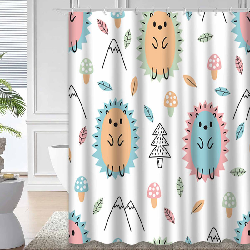 Rideau de douche mignon avec 12 crochets, L 72 po x l 84 po