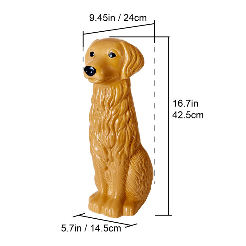 Golden Retriever Ceramic Toilet Brush Holder with Plastic Brush