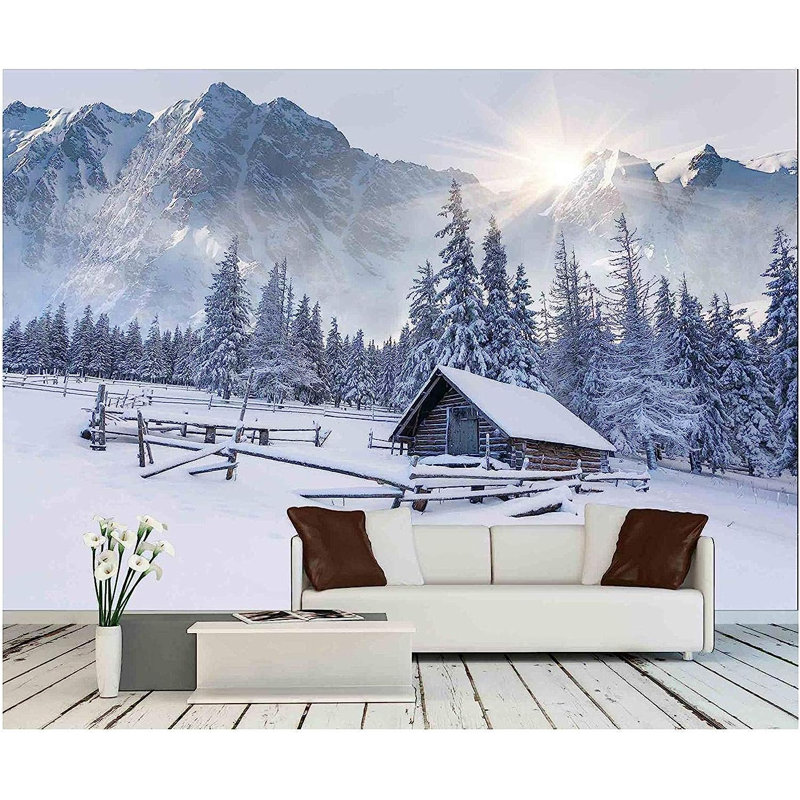Winter Mountain Landscape Self-Adhesive Removable Wall Mural