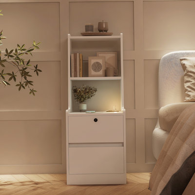 Nightstand With Lock And Charging Station,Storage Cabinets With Open Dividers