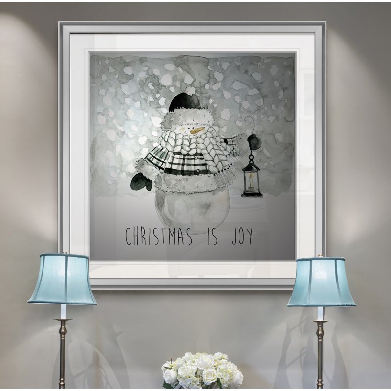 « christmas is joy », peinture, H 24 po x l 24 po x P 1,5 po, Encadrement argenté