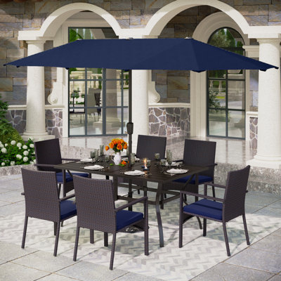 6-Person Patio Dining Set with Rectangular Table