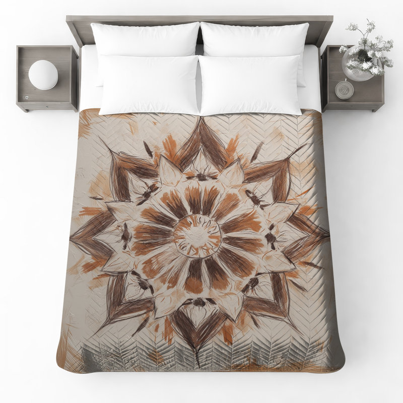 Couvre-lit matelassé à motif géométrique Mandala, Double