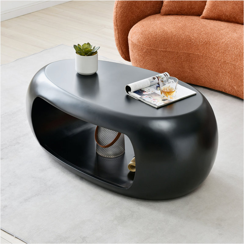 Table basse simple en verre Carlheinz, Noir, noir, noir, noir, H 18,11 po x L 25,19 po x l 48,42 po