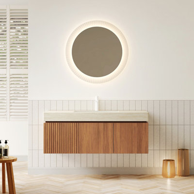 Meuble-lavabo de salle de bain avec lavabo, armoire de rangement flottante avec tiroir et 2 portes
