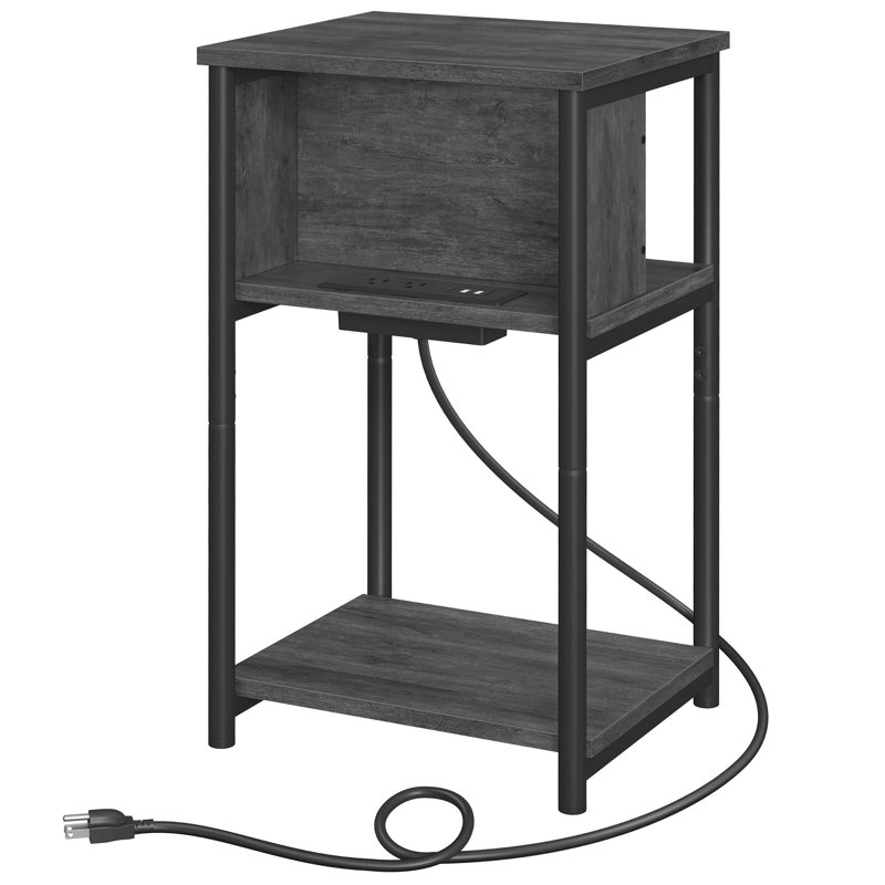 Table d'appoint avec station de charge, Gris brumeux / noir