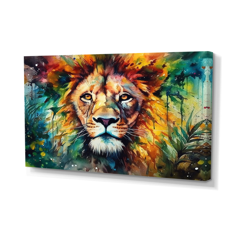 «Colorful Lion Portrait I», reproduction sur toile