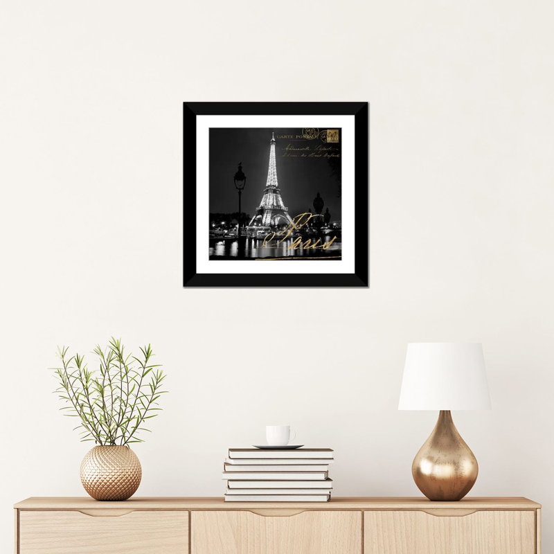«Paris At Night» par Kate Carrigan, reproduction sur toile tendue, H 18 po x l 18 po x P 1,5 po, Toile tendue, Pas de tapis