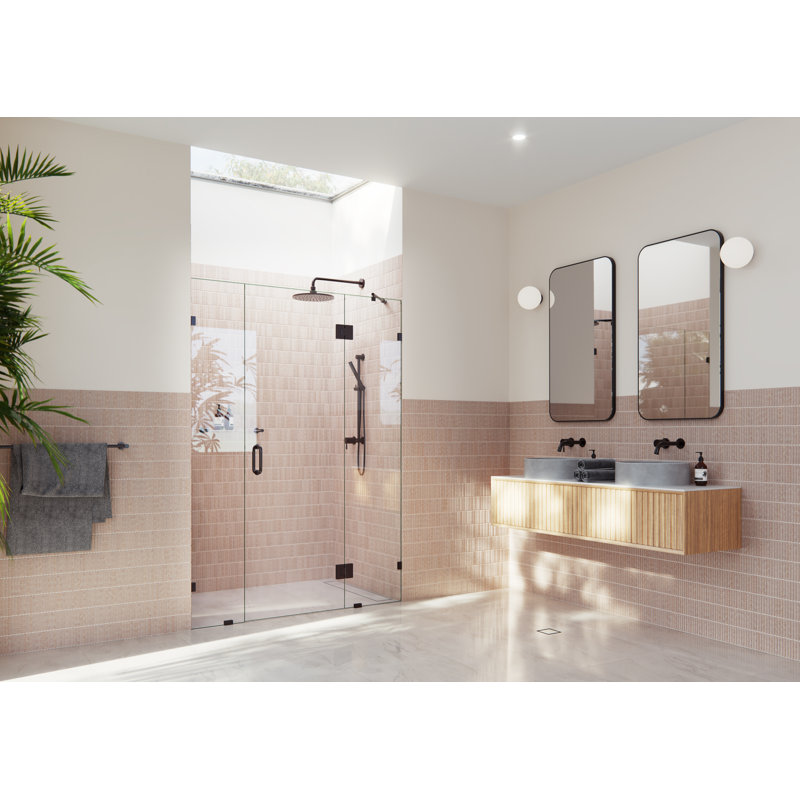 Stellar 57.75 in. W x 78 in. H Fully Frameless 3 Panel Inline Glass Hinged Shower Enclosure, Oil Rubbed Bronze