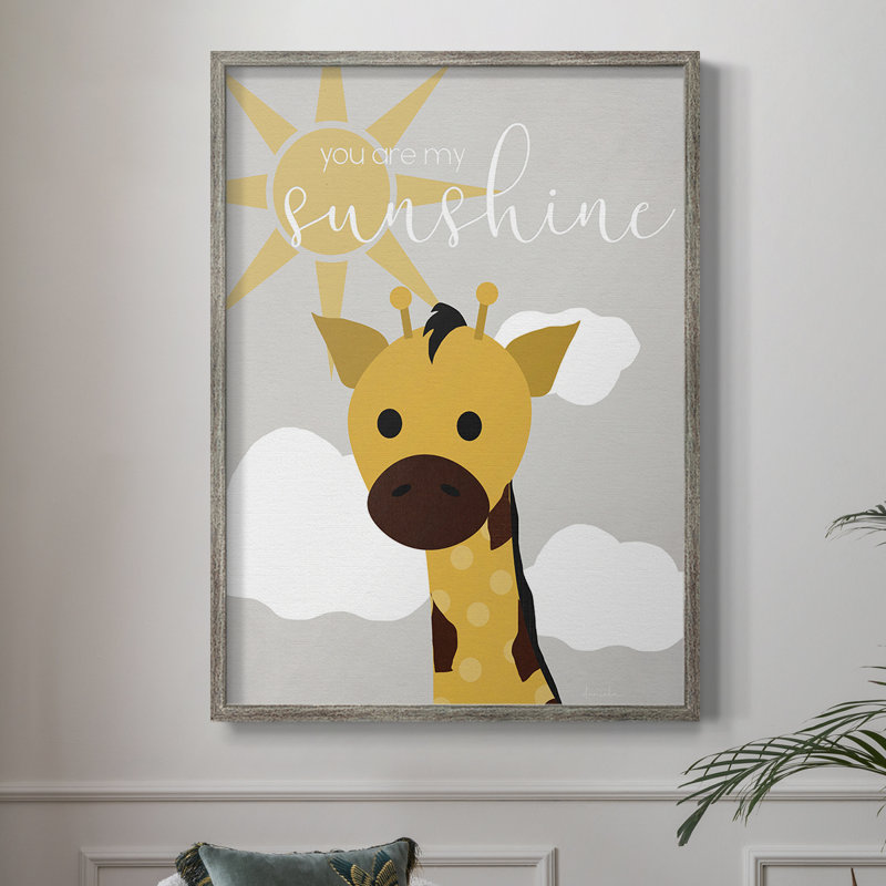 Sunshine Giraffe Framed Print - Solid Wood, 11" H x 9" W
