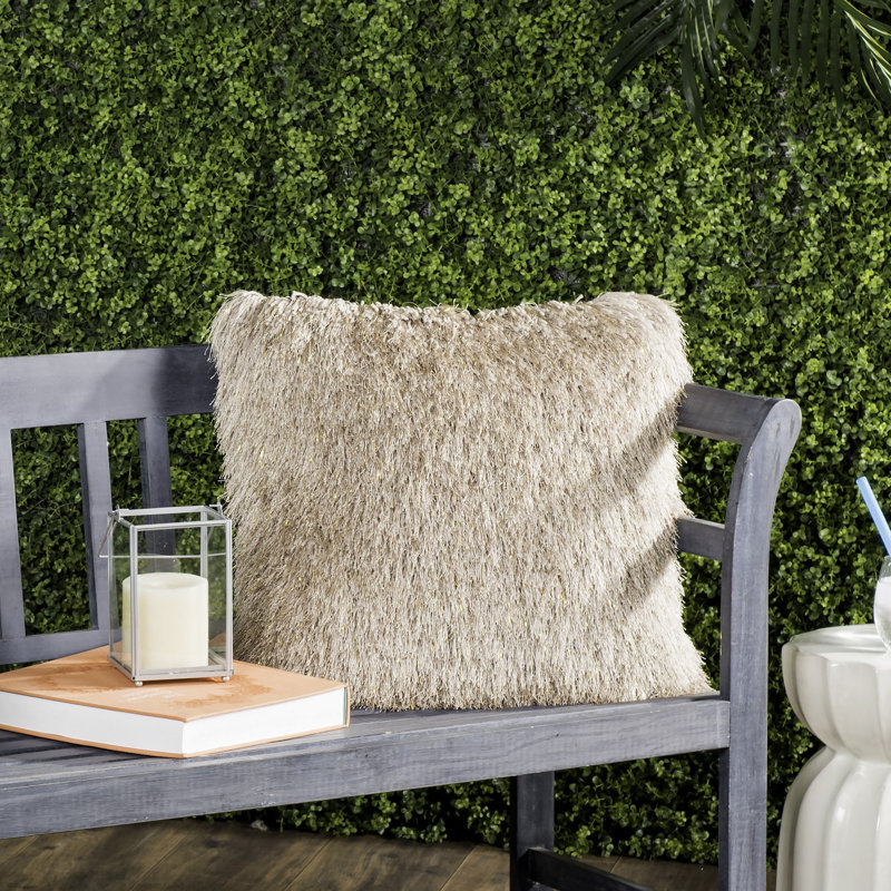 Gray Shag Hollywood Glam Square Decorative Pillow