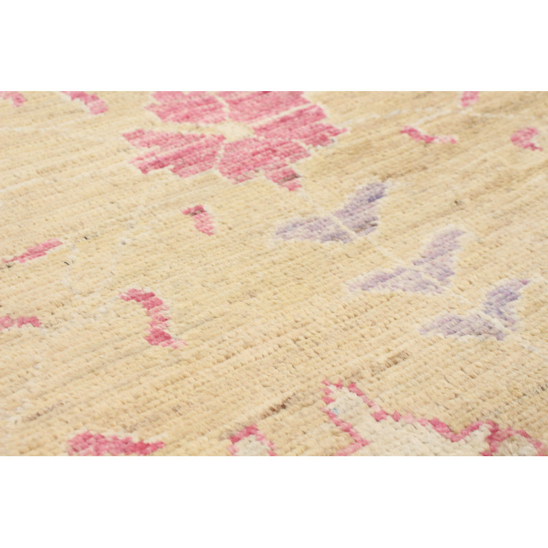 Tapis unique en laine noué à la main de style kaki Oushak 18 pi 9 po x 11 pi 10 po New Age