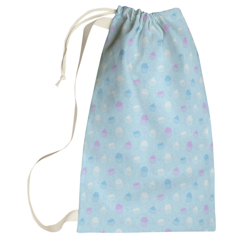 Sac à linge pastel petits gâteaux, Grand (H 76,5 po x l 29,5 po x P 1,5 po), Bleu / Mauve