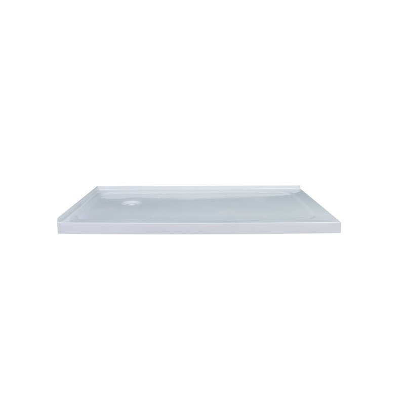 Base de douche à seuil simple l 60 po x P 36 po, Ivoire, Angle à gauche