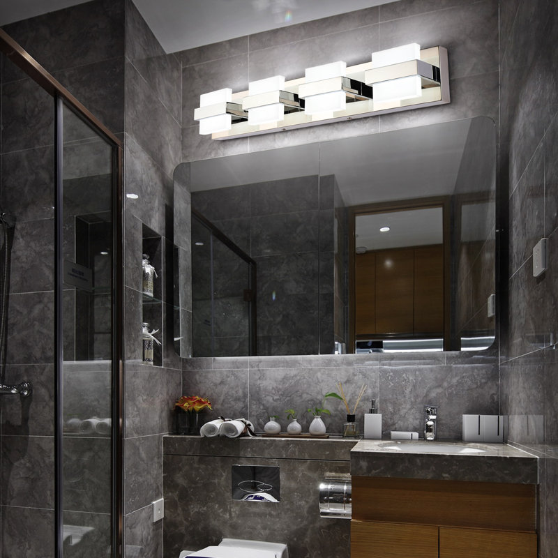 Modern Chrome 4-Light Dimmable LED Vanity Light