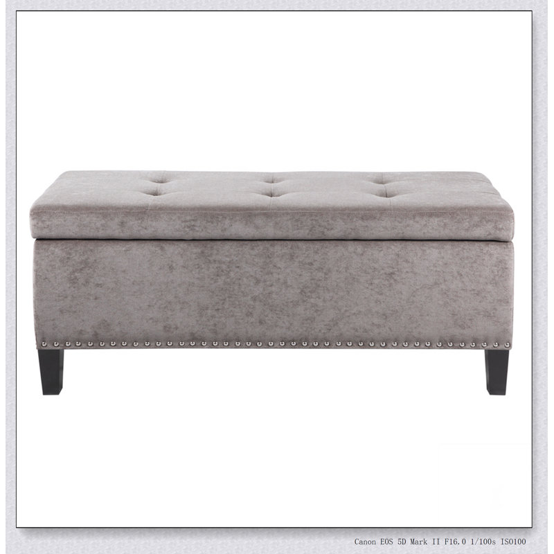 Tufted Top Soft Close Storage Bench Simple design, comfortable and durable, multi-functional bench, Taupe