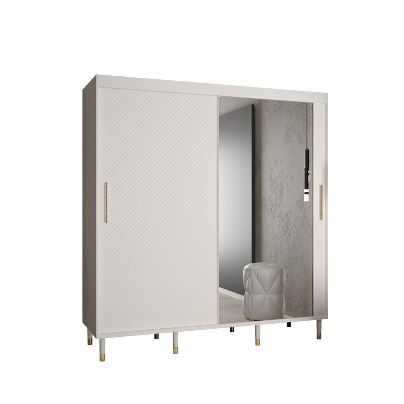 Larresha 2 Door Manufactured Wood Wardrobe, White, 208" H x 200" W x 62" D