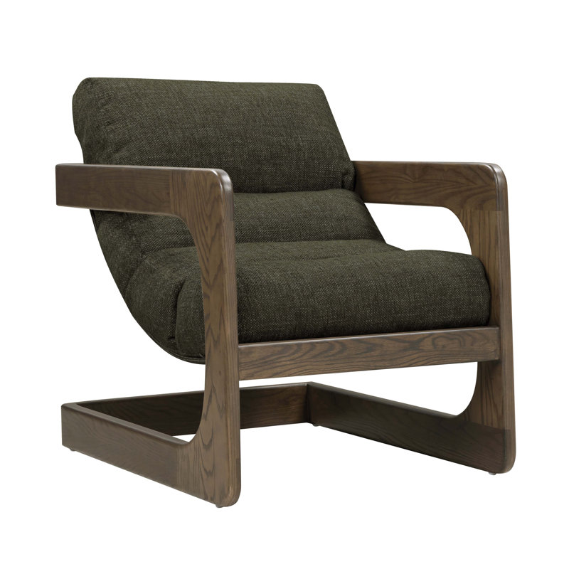 Fauteuil d'appoint vert forêt, Bois brun foncé, Vert foncé