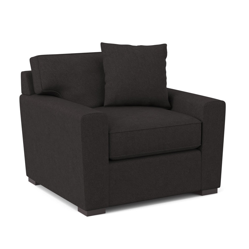 Fauteuil en polyester l 42 po Zinah, Velours Bella Asphalte Performance