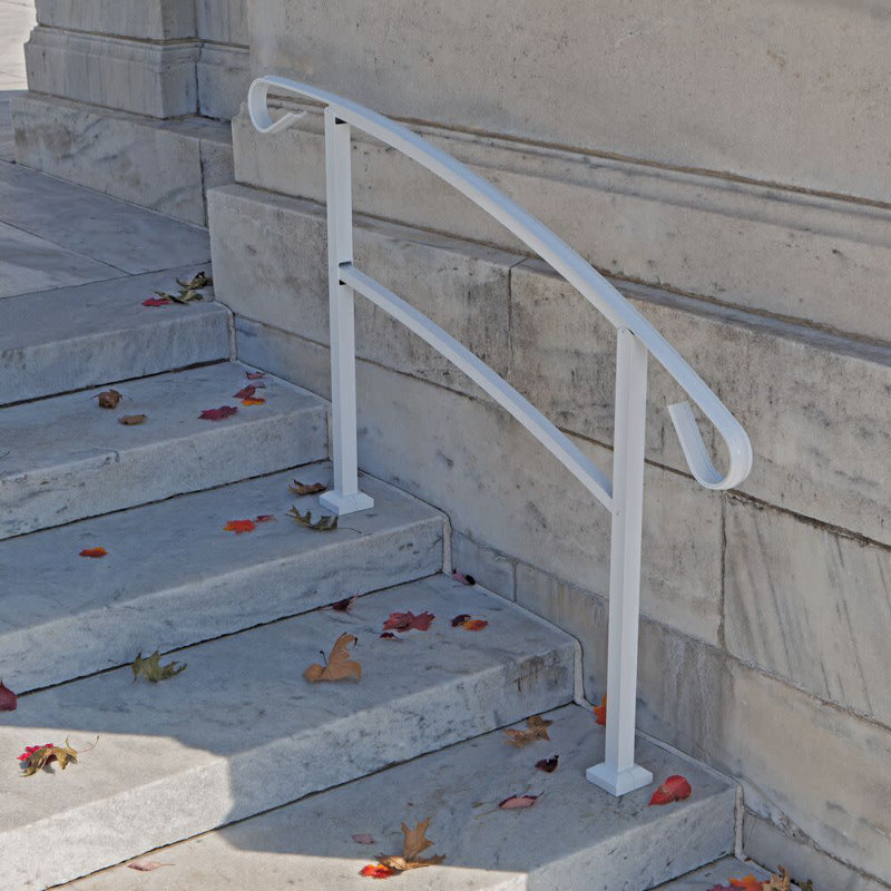 White Aluminum 4-Step Handrail Kit for Stairs and Porches