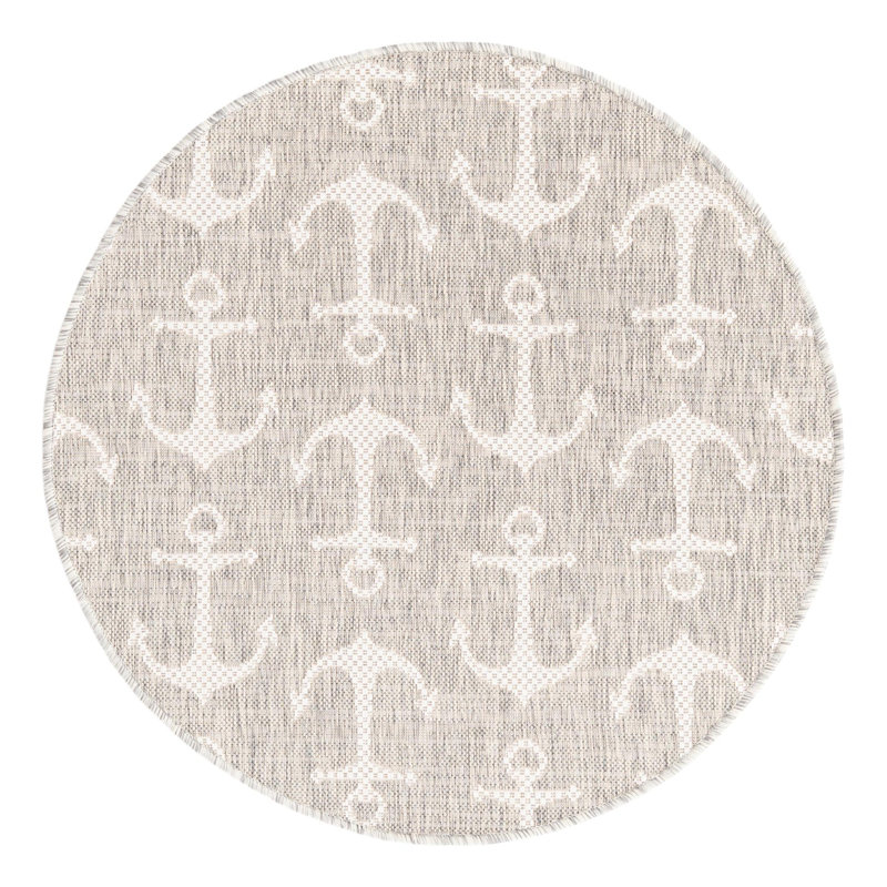 Brentwood Indoor / Outdoor Area Rug, Round 3'3", Gray