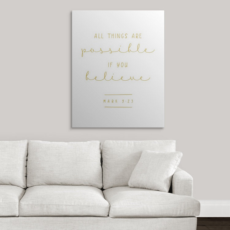 « mark 9:23-scripture art », art textuel, H 10 po x l 8 po x P 1,5 po, Toile