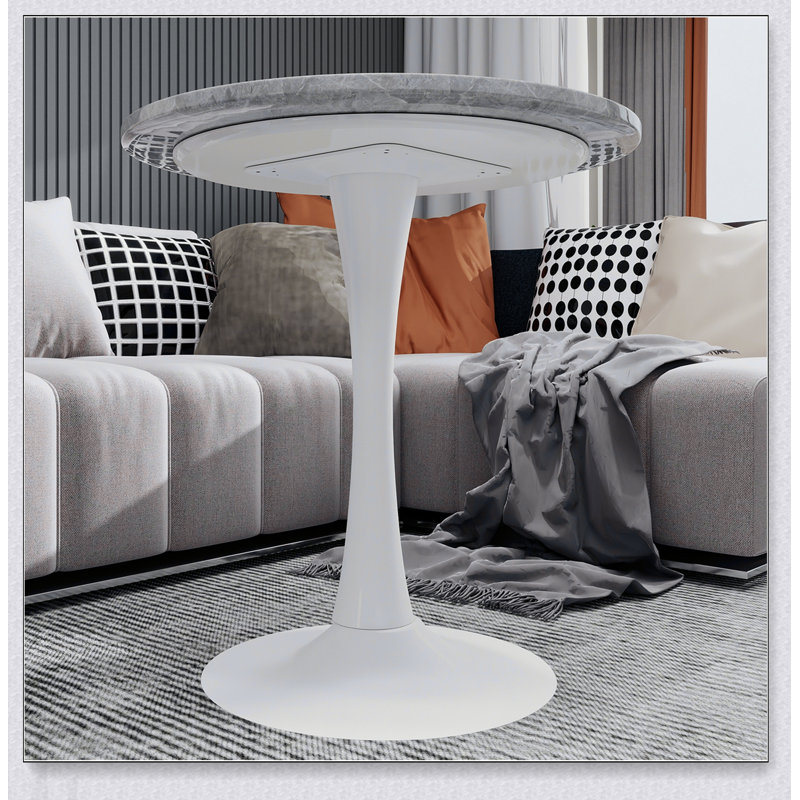 Table basse ronde de style Mid-Century moderne, compacte et élégante pour les petits espaces de vie, pouvant accueillir de 2 à 4 personnes