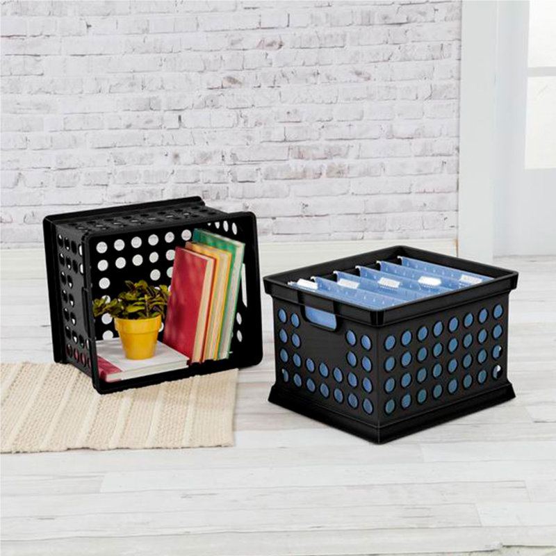 Sterilite Stackable Plastic Storage Open Crate Bin Organizer Box, Black, 18 Pack, Black
