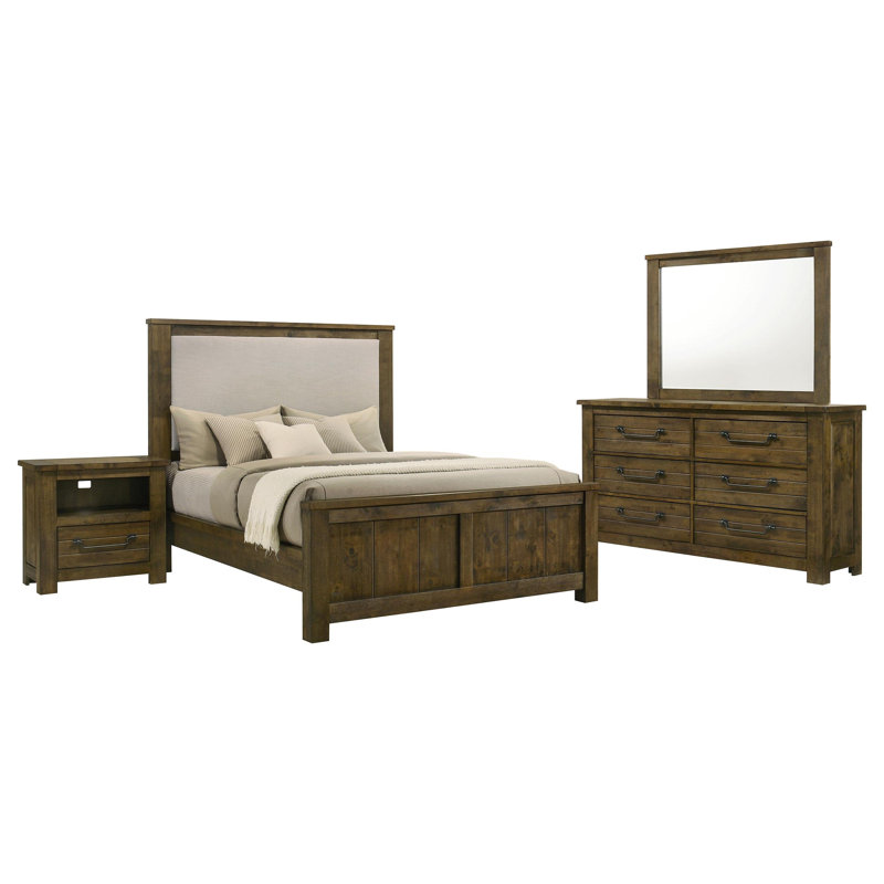 Ensemble de chambre à coucher Danielo 4 pièces, lit California King, brun rustique, California King