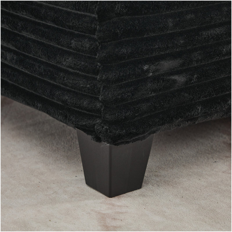 Canapé modulaire en velours côtelé avec rangement, canapé modulaire en U avec repose-pieds, canapé modulaire pour salon, Noir