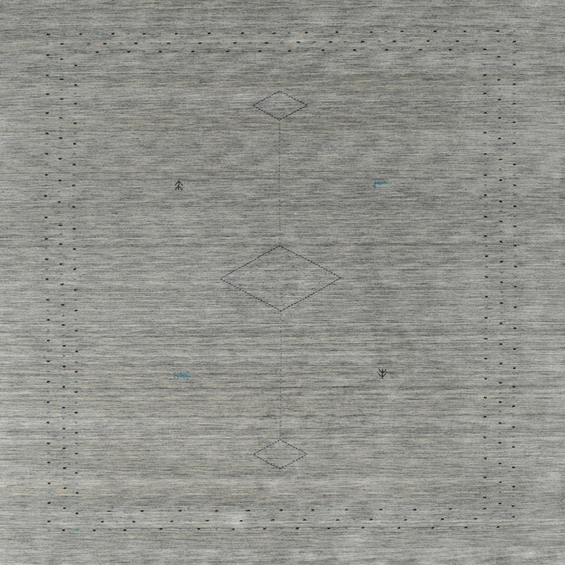 Tapis contemporain gris, Carré 7 pi x 7 pi